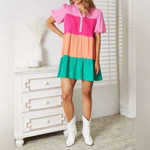 Double Take Waffle Long Sleeve Mini Dress with Pockets main image 1